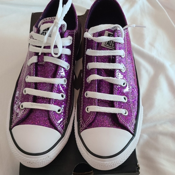 Converse Shoes - Converse All Star Purple Glitter Low Tops